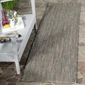 SAFAVIEH Courtyard Morven Chevron Stripes Indoor/Outdoor Runner 2 3 x 20 Black/Beige