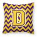 Carolines Treasures CJ1041-DPW1414 Letter D Chevron Purple & Gold Fabric Decorative Pillow 14 x 3 x 14 in.