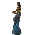 Mermaid Holding Two Fish Bronze Statue Color Finish - Size: 14 x 14 x 43 H.