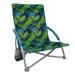 Mainstays Folding Low Seat Soft Arm Beach Bag Chair with Carry Bag Green Palm