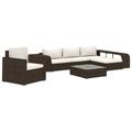 vidaXL Patio Furniture Set 8 Piece Patio Sectional Sofa with Table Poly Rattan