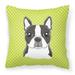 Carolines Treasures BB1265PW1818 Checkerboard Lime Green Boston Terrier Canvas Fabric Decorative Pillow 18H x18W