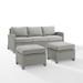 Crosley Furniture Bradenton 3-piece Fabric Outdoor Sofa Set in Gray
