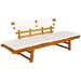 Anself Outdoor Bench 2-in-1 Convertible Day Bed with Cushion Both Side Adjustable Acacia Wood Garden Bench for Backyard Balcony Lawn Poolside Furniture