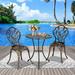 Bistro Table Set 3-Piece Patio Furniture Sets Outdoor Cast Aluminum Patio Bistro Set with Rust-Resistant Small Round Table and 2 Chairs Conversation Sets for Porch Garden Backyard Bronze J370