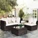 Gymax 4PCS Rattan Patio Sofa Conversation Set Outdoor Furniture Set w/ Cushion