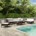 Anself 9 Piece Patio Lounge Set with Cushions 5 Middle Sofas 2 Corner Sofa and 2 Tea Table Conversation Set Poly Rattan Outdoor Sectional Sofa Set for Garden Balcony Yard Deck