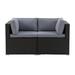 Parksville Black Wicker / Rattan Fame Patio Loveseat with Gray Cushions