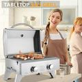 Topcobe 2-Burner Tabletop Stainless Steel Gas Grill Portable BBQ Grid with Foldable Legs for Camping