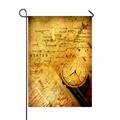 ABPHQTO Clock With Old Textured Map Home Outdoor Garden Flag House Banner Size 28x40 Inch