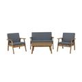 Riverbay Furniture Wood Outdoor Chat Set in Gray
