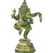 Exotic India Small Dancing Ganesha - Brass Statue - Color Green Chola Color