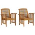 Anself 2 Piece Garden Chairs with Armrest Acacia Wood Armchair Wooden Outdoor Dining Chair Patio Balcony Backyard Outdoor Furniture 23.2 x 26.4 x 32.7 Inches (W x D x H)