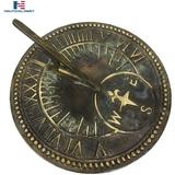 NauticalMart Roman Sundial Solid Brass with Light Verdi Highlights 8-Inch Diameter