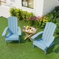 Superjoe HIPS Adirondack Chairs Set of 2 Weather Resistant Plastic Fire Pit Chairs for Patio Deck Blue