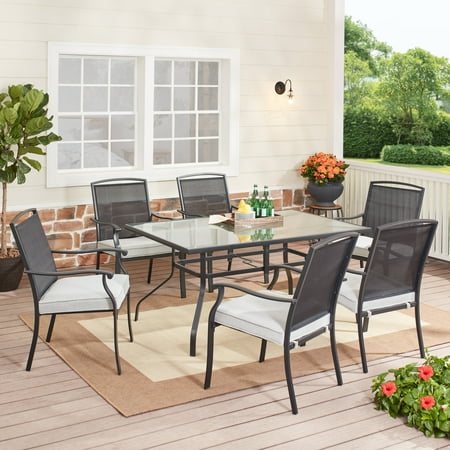 Mainstays Wesley Creek 7 Piece Dining Set Brown On Walmart Accuweather Shop
