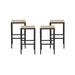 Alan Outdoor Modern Industrial Acacia Wood Bar Stools Set of 4 Teak Black