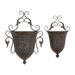 DecMode 22 18 H Square Brown Metal Indoor Outdoor Hanging Scroll Wall Planter (2 Count)