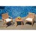 Grade-A Teak Dining Set: 2 Seater 3 Pc: Giva Side Table And 2 Leveb Stacking Arm Chairs Outdoor Patio WholesaleTeak #WMDSWVm