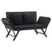 vidaXL Patio Bench Adjustable with Cushions for Outdoor Garden Poly Rattan