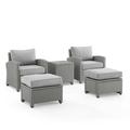 Crosley Furniture Bradenton 5-piece Fabric and Wicker Outdoor Chair Set in Gray