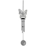 Woodstock Wind Chimes Signature Collection Woodstock Flourish Chime 18 Butterfly Silver Wind Chime FLBU