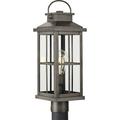 Williamston Collection One-Light Antique Pewter and Clear Glass Transitional Style Outdoor Post Lantern