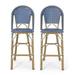 Noble House Gallia Outdoor Bar Stool - Dark Teal/White 2 Pack