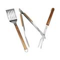 BBQ-AID 3 Piece Grill Set BBQ Accessories - Tongs Spatula & Fork Utensils - Heavy Duty Stainless Steel Barbecue Grilling Accessories & Tools with Solid Sturdy Wood Handles