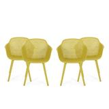 GDF Studio Barbados Outdoor Modern Dining Chairs Set of 4 Yellow