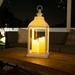 Alpine Corporation White Candlelit Lantern with LED Lights 23 inch