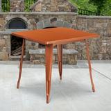 BizChair Commercial Grade 31.5 Square Copper Metal Indoor-Outdoor Table