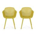 GDF Studio Barbados Outdoor Modern Dining Chairs Set of 2 Yellow