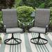 MF Studio Set of 2 High-Back Swivel Outdoor Dining Chairs with Padded Textilene Seat Black & Dark Brown