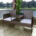 ametoys 2-Seater Patio Sofa with Tea Table Poly Rattan Brown