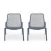 Noble House Bucknell Outdoor Modern Dining Chair in Matte Navy Blue (Set of 2)