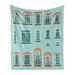 Urban Soft Flannel Fleece Blanket Apartment Building Facade with Shutters Curtains Balcony European Architecture Cozy Plush for Indoor and Outdoor Use 50 x 70 Mint Green Coral by Ambesonne