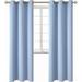 2 panels K68 light blue color 100 % blackout thermal light blocking drapes for sliding patio window curtain top grommets noise reducing 37 wide X 63 length each panel