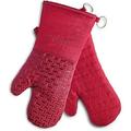 XLNT Extra Long Oven Mitts (Red) | Teflon Heat Resistant Water Repellent Kitchen Gloves for Oven Cooking Grill & BBQ | Non Slip Silicone Gloves with Eco Elite Coating Cotton Lining & Hang