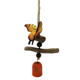 Yellow-Orange Fade Spotted Butterfly Rustic Bell Wind Chime