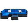 Zimtown 6PCS Outdoor Patio Garden Furniture Sectional PE Wicker Rattan Sofa Set