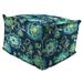 Jordan Manufacturing 20 x 20 Fanfare Capri Blue Floral Square Outdoor Pouf Ottoman with Flange