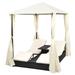 vidaXL Double Sun Lounger Patio Wicker Sun Lounger with Curtains Poly Rattan