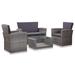 vidaXL Patio Lounge Set Sectional Sofa Set 4 Piece with Cushions Poly Rattan