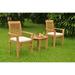 Grade-A Teak Dining Set: 2 Seater 3 Pc: Adirondack Side Table And 2 Mas Stacking Arm Chairs Outdoor Patio WholesaleTeak #WMDSWVm