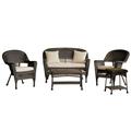 Jeco 5pc Wicker Conversation Set in Espresso with Tan Cushion