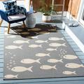 SAFAVIEH Courtyard Trena Fish Print Indoor/Outdoor Area Rug 5 3 x 7 7 Dark Grey/Beige