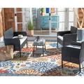 SAFAVIEH Outdoor Collection Aboka 4-Piece Patio Set Black/Beige