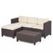 Kailani Outdoor Injection Molded Small Space 3 Seater L Shaped Sectional Dark Brown and Beige Beige Dark Brown