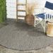 SAFAVIEH Courtyard Morven Chevron Stripes Indoor/Outdoor Area Rug 5 3 x 5 3 Round Black/Beige